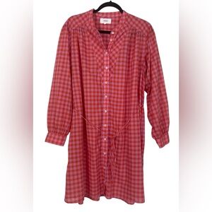 Xirena Winnie Dress Pink Orange Plaid Casual Size Medium